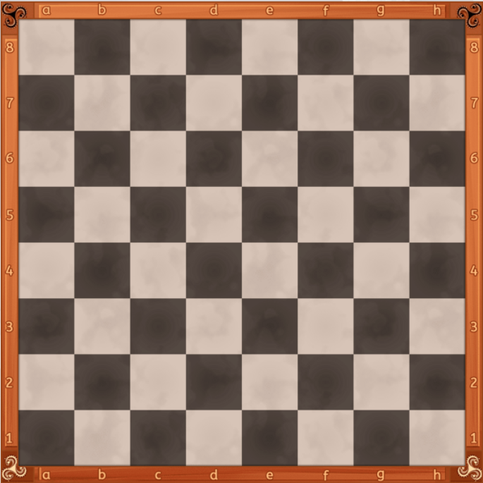 Chessboard. It has 8 by 8 squares alternating between white and black.