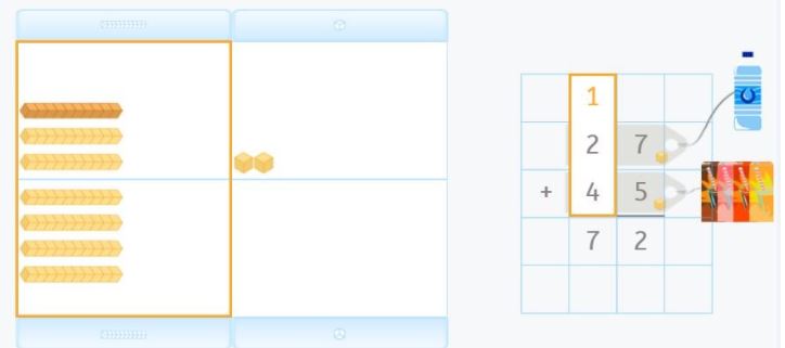 An addition problem with carrying. 