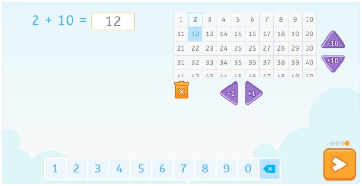 Example of a Smartick addition problem. 