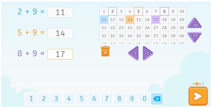 Example of a Smartick addition problem. 