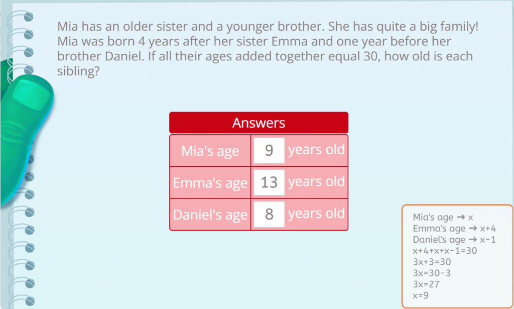 Age-related equation problems.