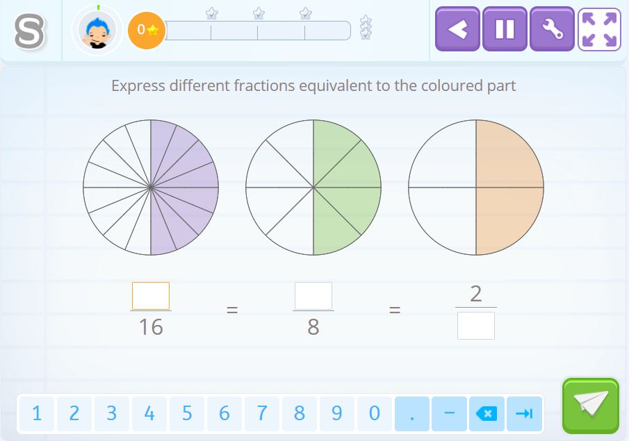 Simplify fractions.