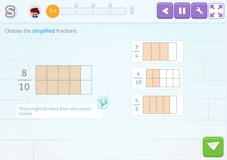 Simplify fractions.