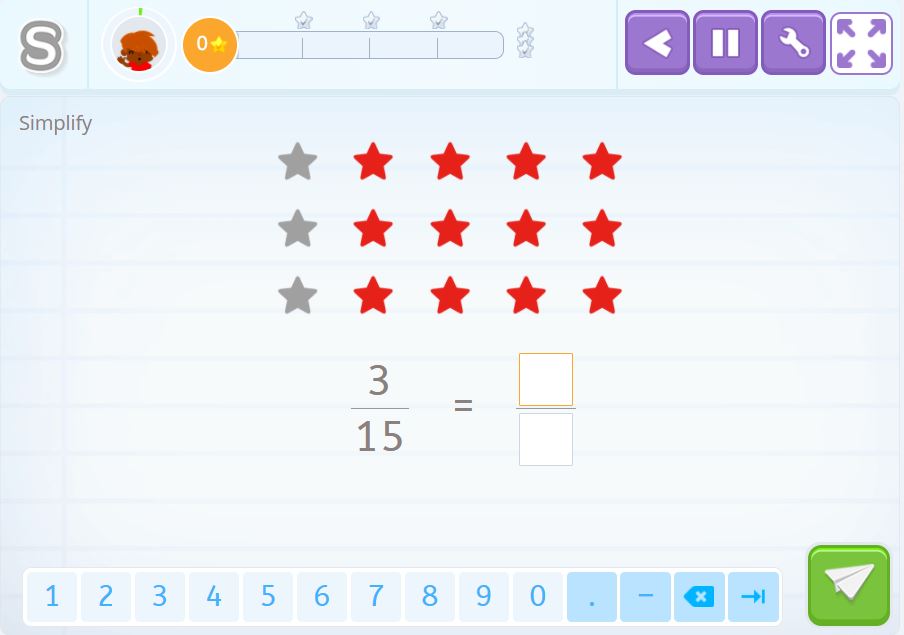 Simplify fractions.