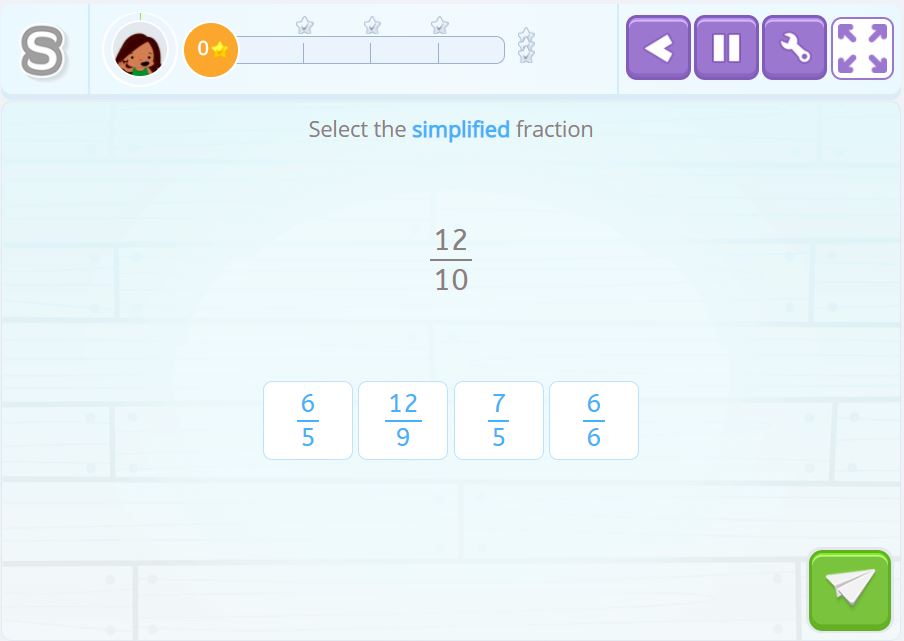 Simplify fractions.