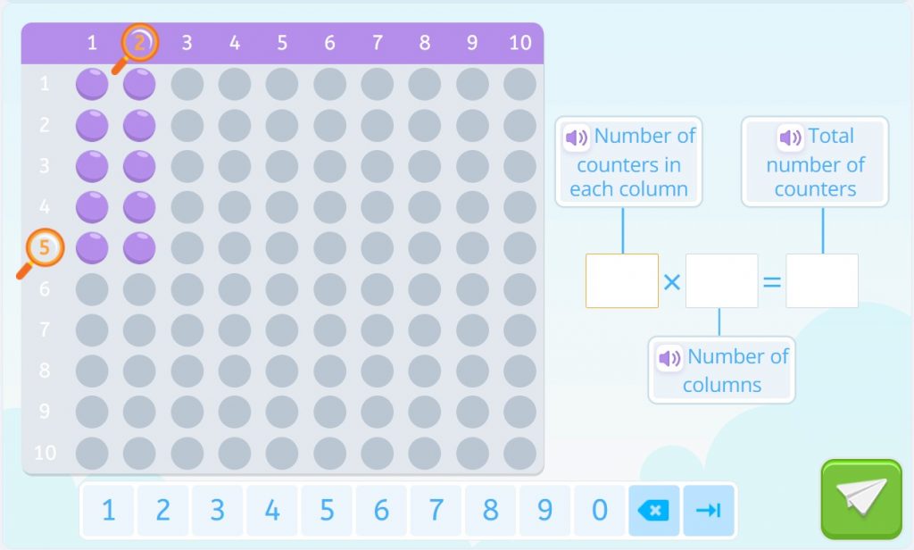 Multiplication activity in which it is represented with a rectangular formation.