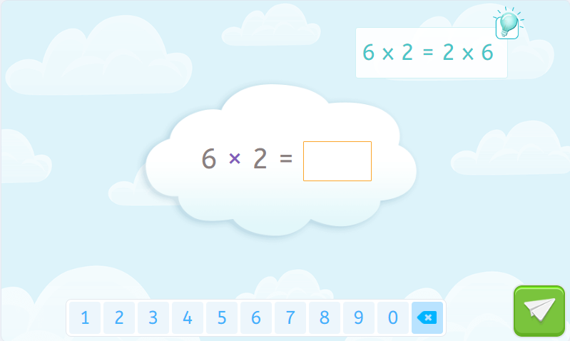 Multiplication activities of the table of 6 in which we get a hint to use the commutative property if needed