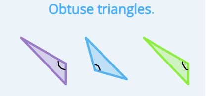 Examples of obtuse triangles. 