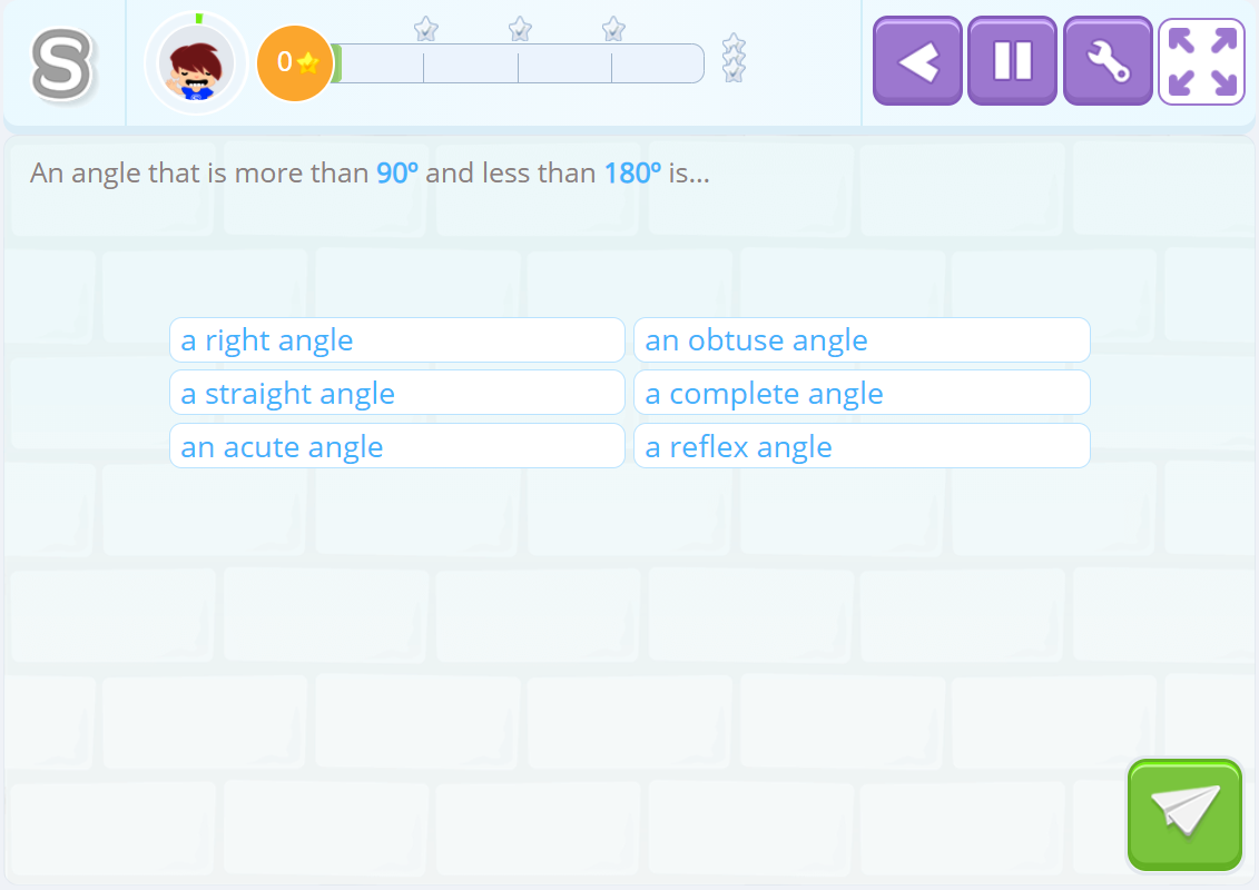 Image shows an activity about obtuse angles. 