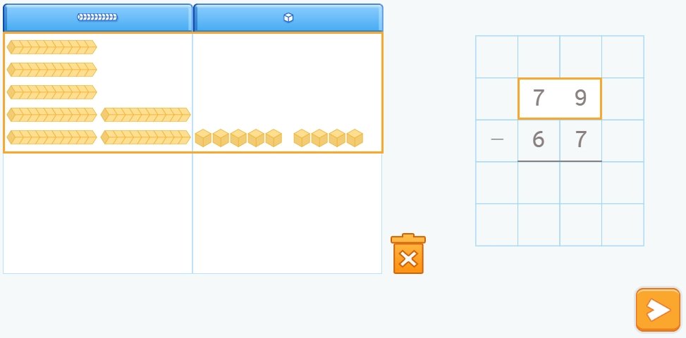 Subtraction without carrying. 