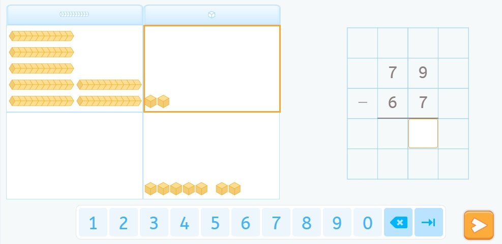 Subtraction without carrying. 