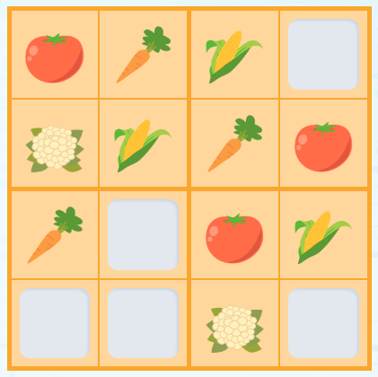 Sudoku of the example with the boxes to be filled in.