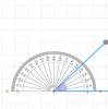 Using the protractor to measure a 60-degree angle.